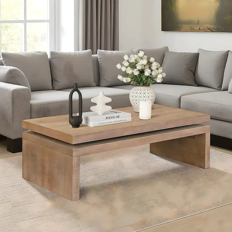 Modern Wood Coffee Table, 48-Inch Minimalist Design